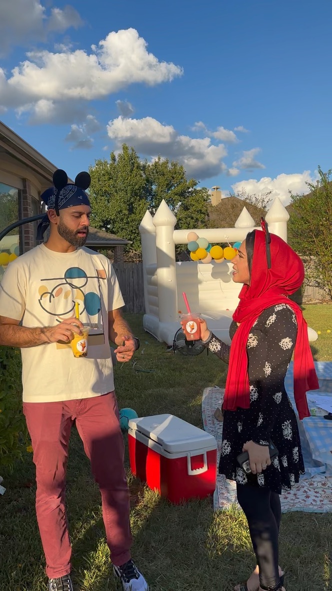 Outdoor backyard event setup